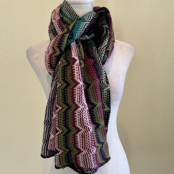 Cejon Scarf Shawl Purple Multicolor Chevron Pattern Reversible Winter Accessory - Picture 1 of 6
